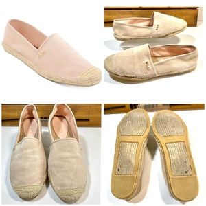 Lauren Ralph Lauren Womens 7.5 Pink Suede Leather Espadrilles Slip On Logo Shoes